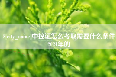 柳林中控证怎么考取需要什么条件2024年的